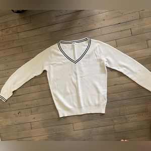 UNIQLO White, V-Neck Sweater, Size M